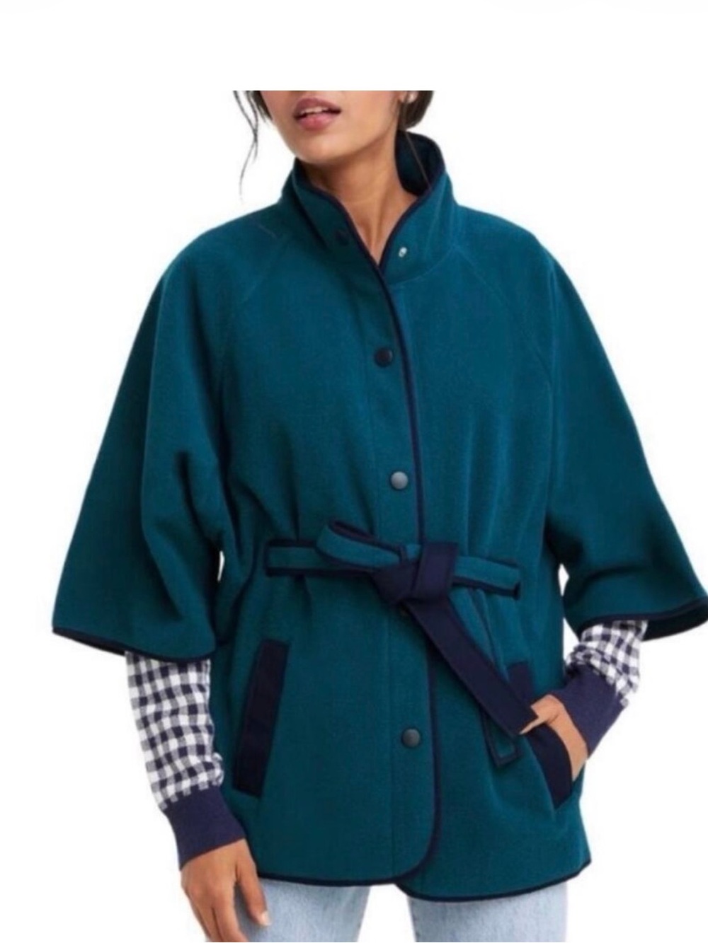 Draper James Fleece Wrap Belted Cape Jacket